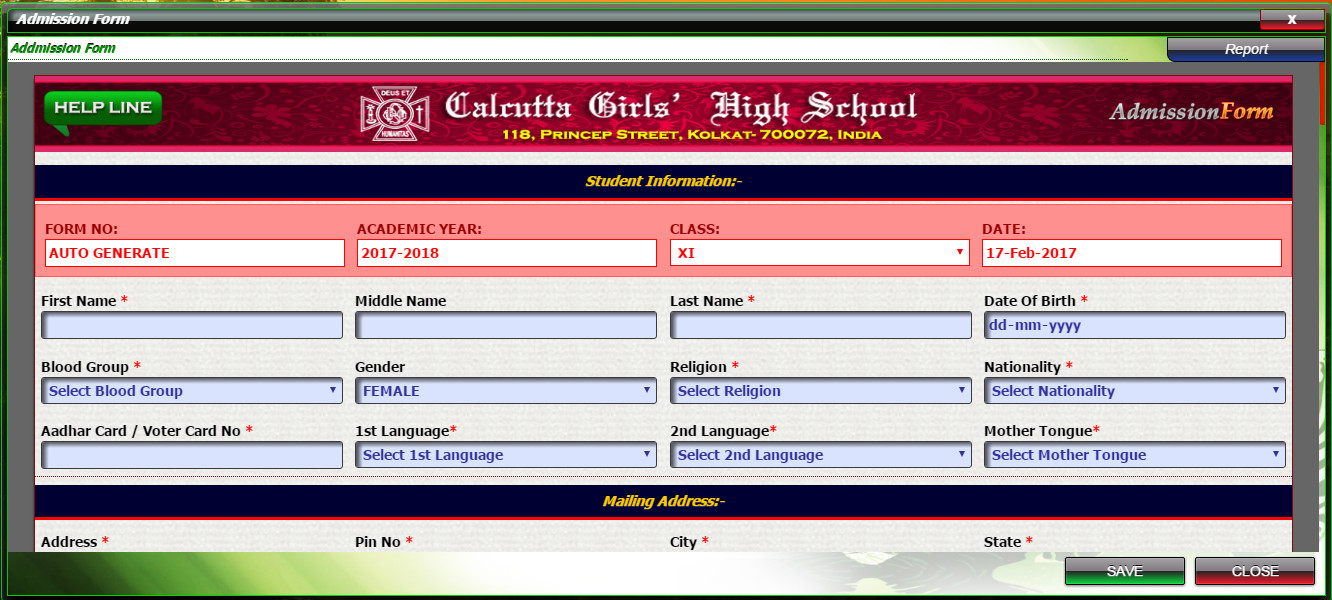 School Admission Form