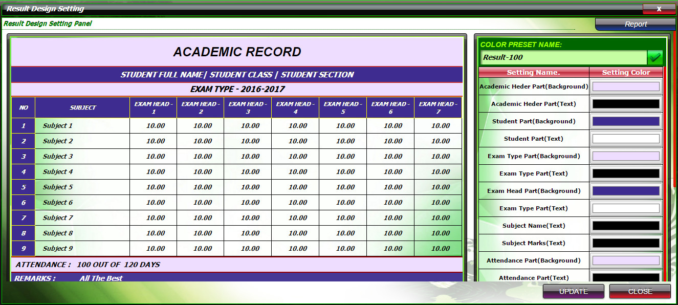 Student Result Designer